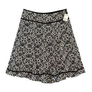 NWT Ingredients Vintage Black Floral Geo Print Midi Skirt Chiffon A Line Medium